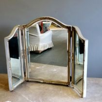Antique gilt gesso and painted framed bevelled edge dressing table mirror, slight losses, 76 cm