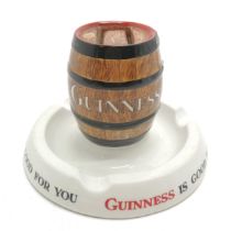 Guinness advertising barrel ashtray by Mintons - 13.5cm diameter & in good used condition