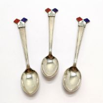 3 vintage silver plated Ford enthusiasts club enamel decorated spoons 12cm long- signs of lead