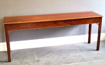 Mahogany console table, 182 cm wide, 45.5 cm deep, 73.5 cm high, good used condition.