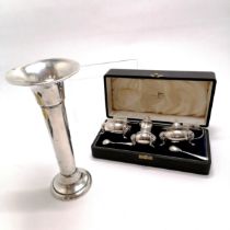 Walker & Hall cased silver plated cruet set with blue glass liners t/w 1956 military marked heavy