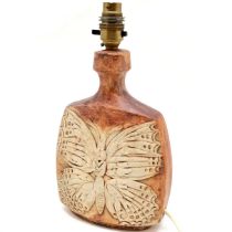 Tremar pottery lamp with butterfly detail to panels - 30cm high with no obvious damage