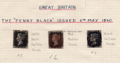 GB stamp collection inc 3 x 1d penny blacks, 1934 re-engraved set of seahorse stamps etc