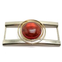 Art Deco Paris marked belt buckle with target detail to centre - 9.5cm x 4.5cm