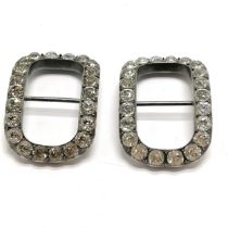 Pair of antique unmarked silver & paste shoe buckles - 5cm & 51g total weight & in overall good