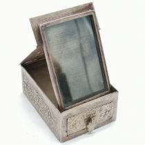 Antique Chinese silver marked miniature vanity box with fold out easel mirror and single drawer 6.