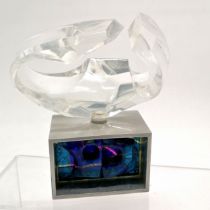 Perspex sculpture on metal base signed by Edwin Waymouth - 13cm high