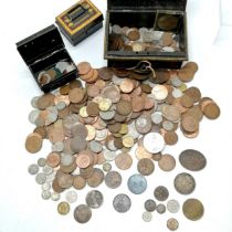 Qty of mostly GB coins (inc silver) inc 1849 France 5 francs, 1821 George IIII 6d, Truefitt's 2d