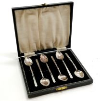 1920 cased set of 6 x Art Deco silver teaspoons - 10cm & 52g ~ no obvious damage