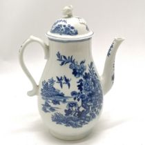 Antique (late 18th century) Worcester Fence pattern coffee pot with lid - 22cm high ~ tiny nibble to