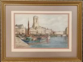 Douglas Ion Smart RE Watercolour "Port at La Rochelle" signed and inscribed on reverse, 52.5 cm