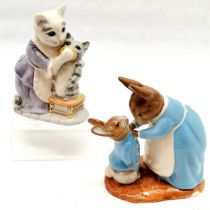 2 x Beswick (large) figures ~ Tabitha Twitchit and Moppet & Mrs Rabbit and Peter ~ 13.5cm high and