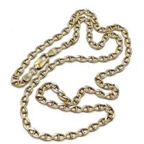 9ct marked gold fancy link 58cm neckchain - 14.9g and has wear to links