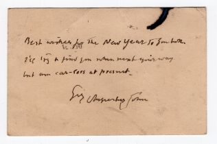 Augustus Edwin John (1878–1961) hand written & signed 1957 postcard with personal message