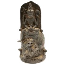 Antique Indian bronze figure of Vishnu & Garuda with 2 serpents to base - 18.5cm high