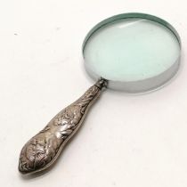 Antique silver handled metal mounted magnifying glass 19cm long