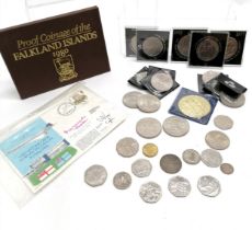 1980 Falkland Islands cased proof set, GB coins inc 6 x 50p's etc t/w 1986 GB concorde cover
