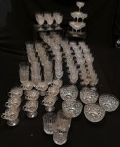 Large quantity of Tudor crystal glass ware, Red, White, Champagne, finger bowls etc, all good used