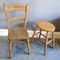 Antique Elm country kitchen dining chair, good used condition, slight split to seat, 39.5 cm wide,