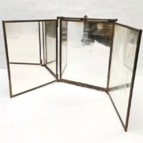 Antique Triptych dressing table/wall mirror with gilt metal frame with classical garden scene