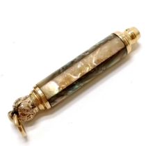 Unusual antique gilt metal propelling pencil Pearl pat dec 5 71 with mother of pearl detail - 9cm