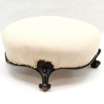 Antique mahogany framed circular footstool, in good condition ready for final upholstery, on
