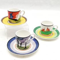 Wedgwood Clarice Cliff Cafe Chic "secrets" coffee can and saucer, 6 cm high, t/w Windmill & Blue