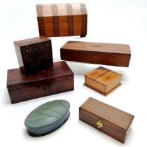 7 x vintage / antique boxes inc treasure chest jewellery box with red liner (19cm x 12.5cm x 12cm