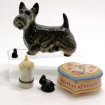 Quimper heart shaped trinket box, scottie dog (14cm high), tailors dummy design box etc - Quimper