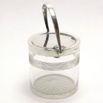 1903 silver lidded jam / conserves pot with patent swing handle / lid opening mechanism (Patent