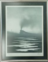 Trevor Grimshaw (1947-2001) signed lithograph 'Approaching Train' - frame 58cm x 46cm ~ ltd ed of