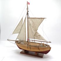 Scratch built wooden model boat of the Danish fishing vessel 'Niels Juei' built at Gilleleje on a