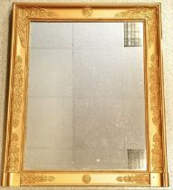 Antique over mantle mirror with gold painted frame - 85cm x 72cm ~ slight a/f to right hand edge