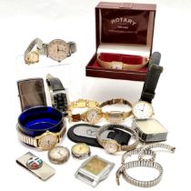 Qty of oddments inc Zippo lighter, mercedes keyring, qty of quartz & mechanical wristwatches (for