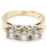 9ct marked gold white stone (3) set ring - size N & 3.5g total weight