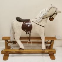 Mamas & Papas plush rocking horse - 114cm wide x 109cm high ~ missing 1 stud to saddle & scuffs to