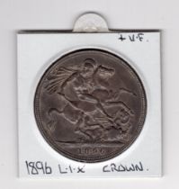 1896 QV crown 5/- LIX coin