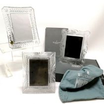 3 x Waterford crystal glass photograph frames - largest 22cm x 17cm ~ 2 boxed & 1 in retail