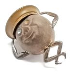 Original WWI Tommy touch wud / Fumsup charm / pendant with unmarked silver arms and legs & paint
