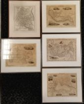 5 x framed maps - Western Africa, Russia in Asia, Independent Tartary, Black Sea & Russia in