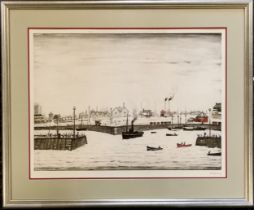 L S Lowry 1972 hand signed print of The Harbour (Maryport) by Venture prints with Fine Art Trade