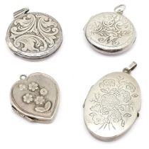 1896 Victorian silver heart locket t/w Georg Jensen locket & 2 others (with slight dents) - total