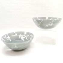 Pair of art glass large fruit bowls - 30cm diameter