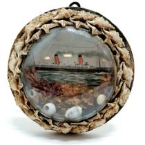 Campania vintage shell decorated wall diorama with seaweed detail & with domed glass to centre -
