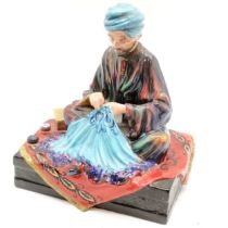 Studio pottery figure by Reg Johnson of The Embroiderer of Kashmir 19 cm high & no obvious