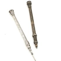 Mordan "M" Antique marked propelling pencil in unmarked silver case with banded agate seal end