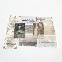 6 x Titanic postcards t/w postcard of pier etc ~ Titanic sank 14/15-Apr 1912 with the loss of 1517
