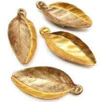 Victorian Royal Worcester set of 4 x leaf design dishes with later gilding - 10cm & some rubbing &