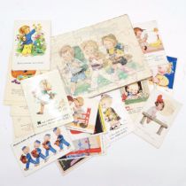 Mabel Lucie Attwell (1879–1964) qty of postcards inc earlier t/w jigsaw (20cm x 28cm)