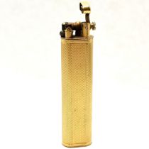 Vintage Dunhill gold plated petrol lighter with engine turned case 7cm long has some losses to